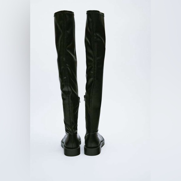 Zara Black over the knee boots flat low heel Sz42 - Picture 2 of 11